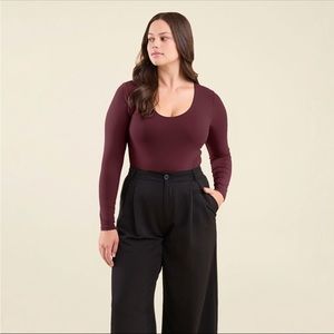 Nuuds Merlot scoopneck bodysuit